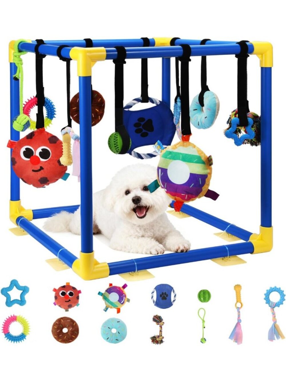 Interactive Puppy Play Gym with 12 Toys, Removable Indoor Activity Center for